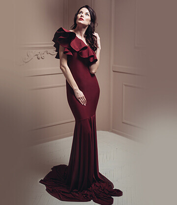 Crimson Flutter Gown