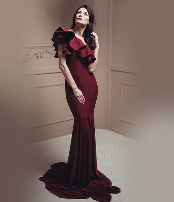 Crimson Flutter Gown